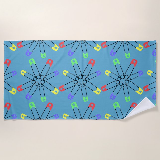 Serviette de plage Rainbow Safety Pin (Devant)