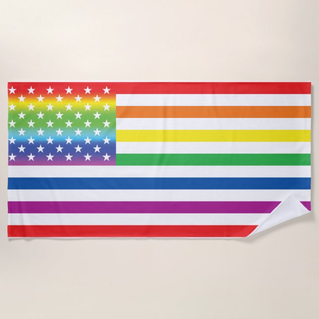 Serviette De Plage Rainbow US Flag LGBT Pride (Devant)