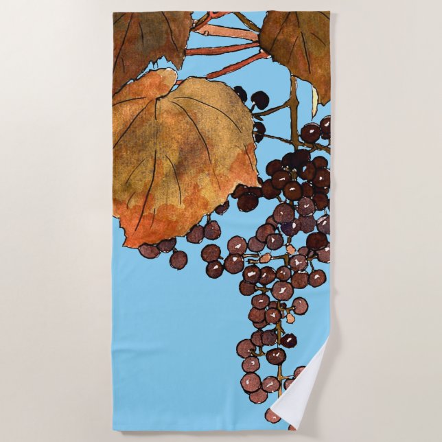 Serviette De Plage Raisins de givre Art nouveau (Devant)