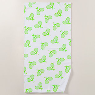 Serviette De Plage Raquettes De Tennis Vert Néon Fluorescent