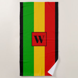 Serviette De Plage Rasta Flag Coloured Striped Monogram Reggae