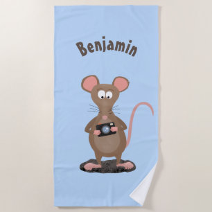 Serviette De Plage Rat drôle avec dessin animé de la caméra