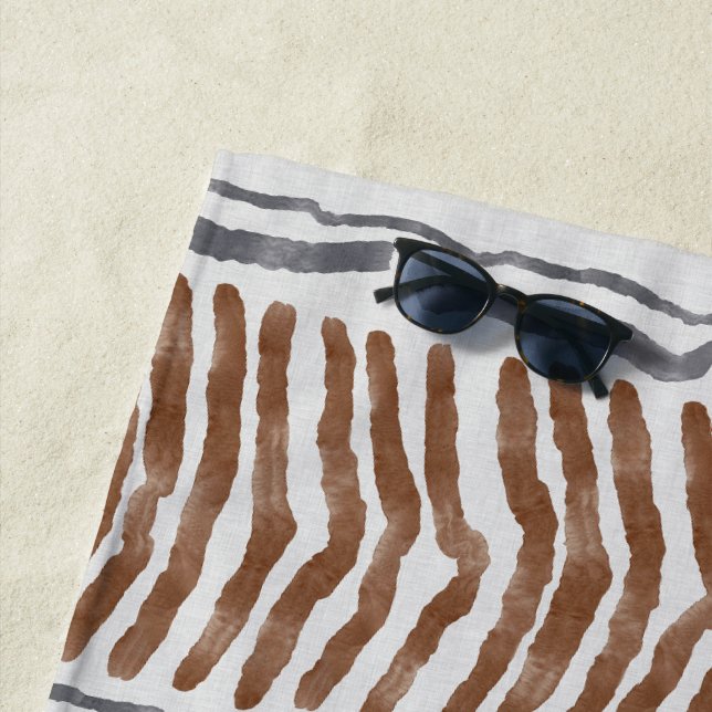 Serviette de plage rayée Bohème Tribale (En situation)