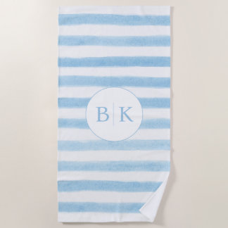 Serviette de plage rayée Monogramme personnalisé