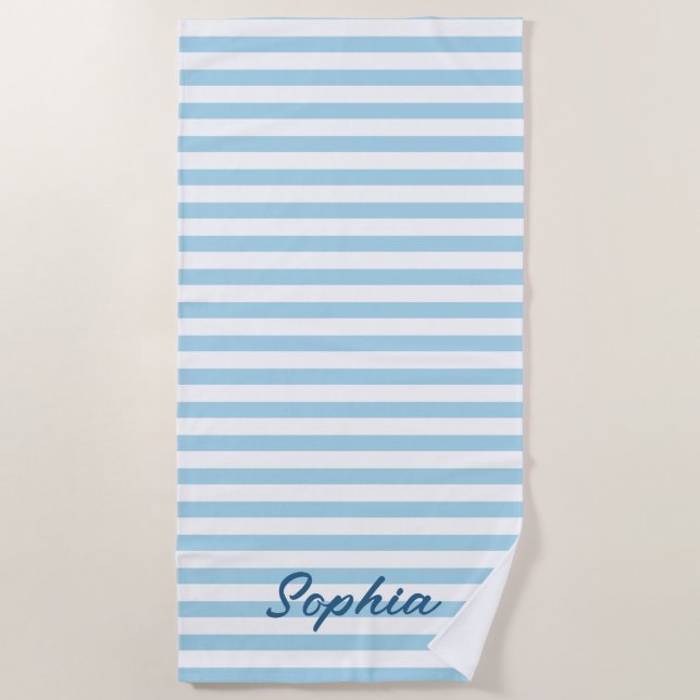 Serviette de plage rayée personnalisée, piscine no (Devant)