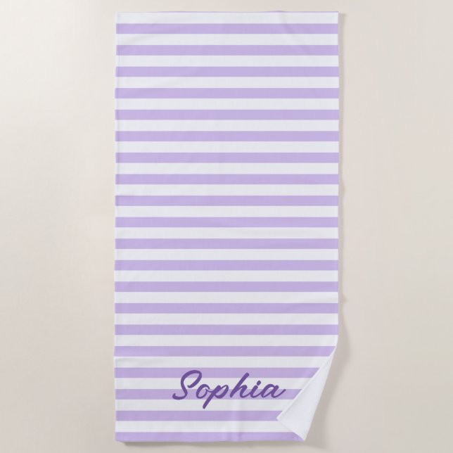 Serviette de plage rayée personnalisée, Piscine no (Devant)
