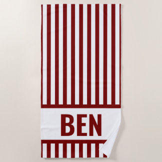 Serviette de plage rayée personnalisée pour mariag