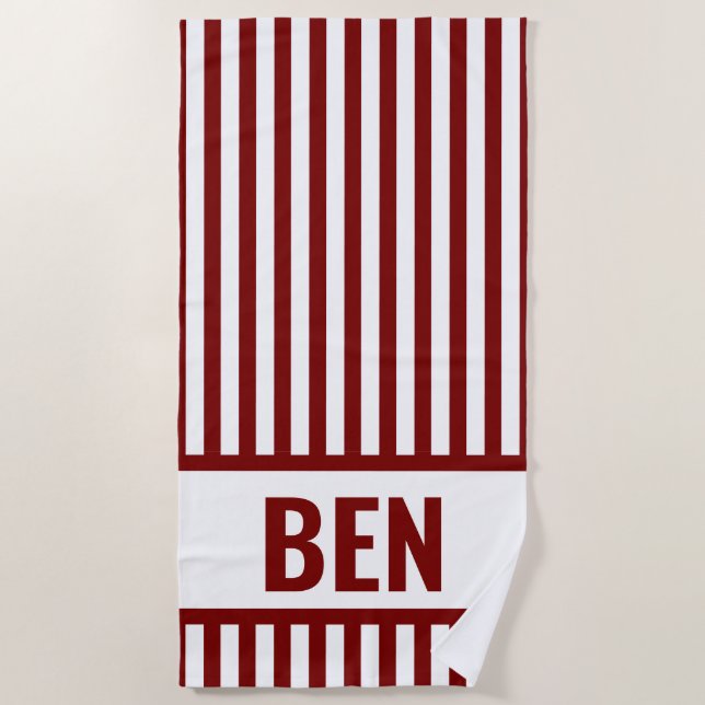 Serviette de plage rayée personnalisée pour mariag (Devant)