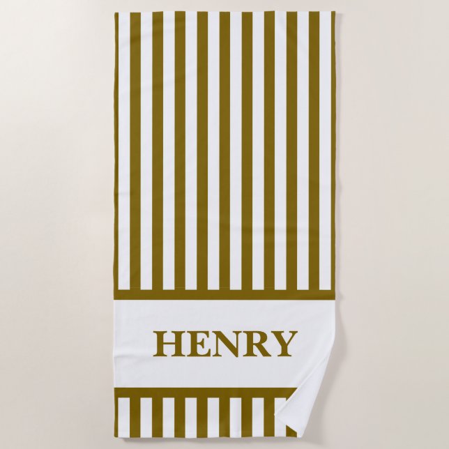 Serviette de plage rayée personnalisée pour mariag (Devant)