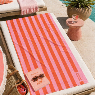 Serviette de plage   Rayure audacieuse prépa corai