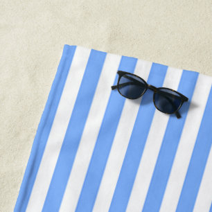 Serviette De Plage Rayures blanches bleu ciel