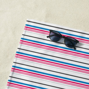 Serviette De Plage Rayures blanches bleues mignonnes