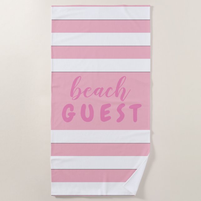 Serviette De Plage Rayures blanches sur l'INVITÉ fait sur commande (Devant)