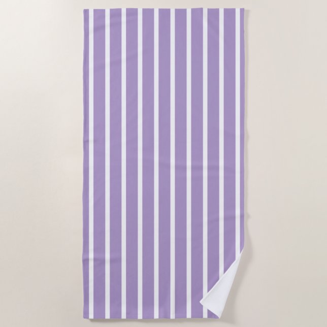 Serviette De Plage Rayures blanches violettes motif sans couture (Devant)