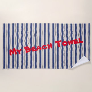 Serviette De Plage Rayures Bleues et Blanches Ondulées
