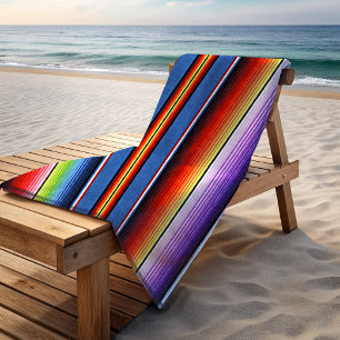 Serviette De Plage Rayures Colorées de Tapisserie Mexicaine Espagnole