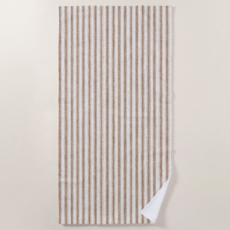 Serviette De Plage Rayures Crème Marron Confortables  