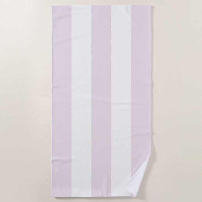 Serviette De Plage Rayures Dans Le Soleil Pastel Rose Blanc (Devant)