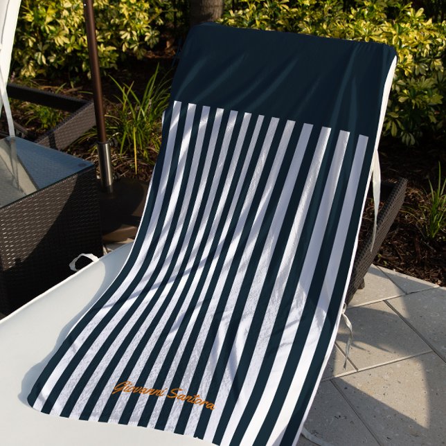 Serviette De Plage Rayures de la Marine | Le Monogramme du Gentleman  (Créateur téléchargé)