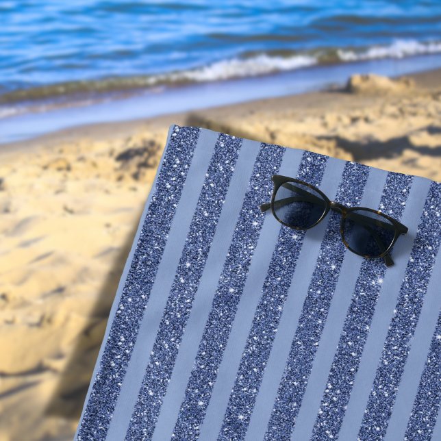 Serviette De Plage Rayures horizontales de style paillettes indigo fo (Créateur téléchargé)