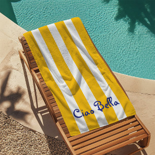 Serviette De Plage Rayures Jaune Orange Clair Ciao Bella