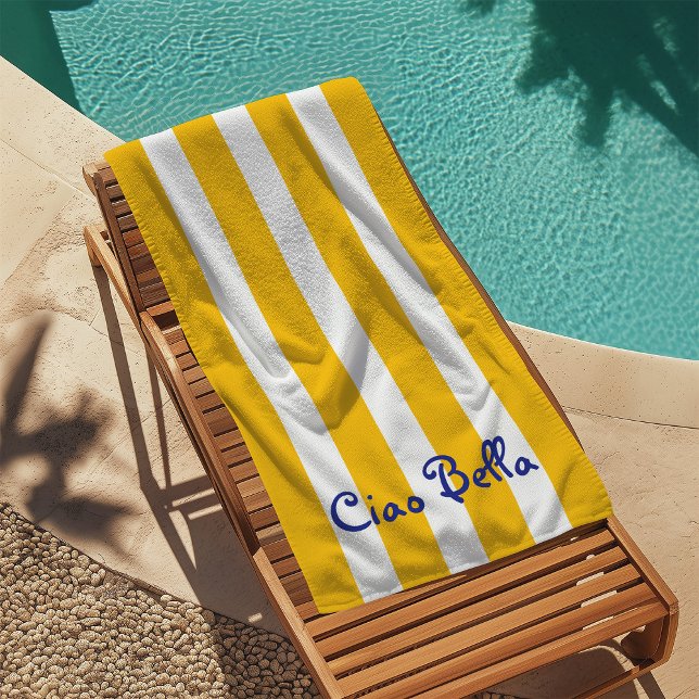 Serviette De Plage Rayures Jaune Orange Clair | Ciao Bella (Créateur téléchargé)