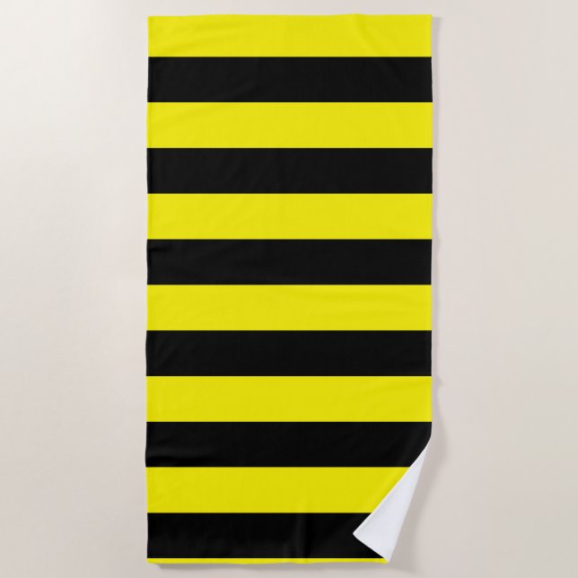 Serviette De Plage Rayures jaunes et noires (Devant)