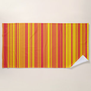 Serviette De Plage Rayures Orange Rouge Jaune
