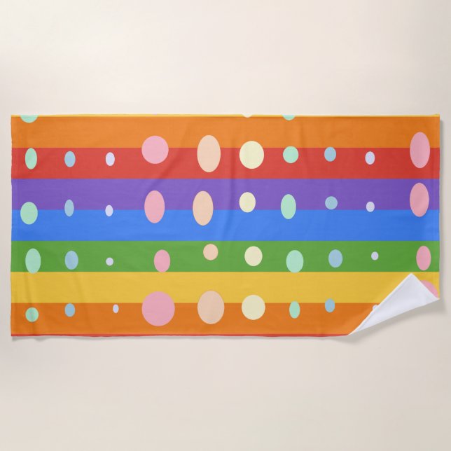 SERVIETTE DE PLAGE RAYURES POINT ARC-EN-CIEL (Devant)