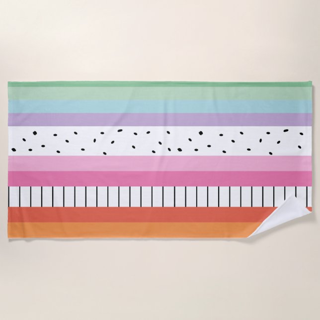 Serviette De Plage Rayures Pop Whimsical (Devant)
