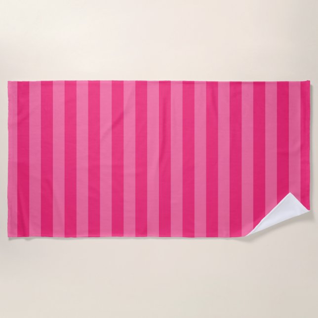 Serviette De Plage Rayures rose pâle et rose chaud (Devant)
