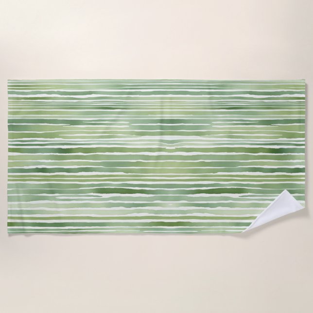 Serviette De Plage Rayures Vertes  (Devant)