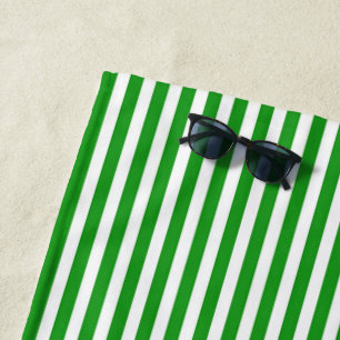 Serviette De Plage Rayures Vertes + Blanches