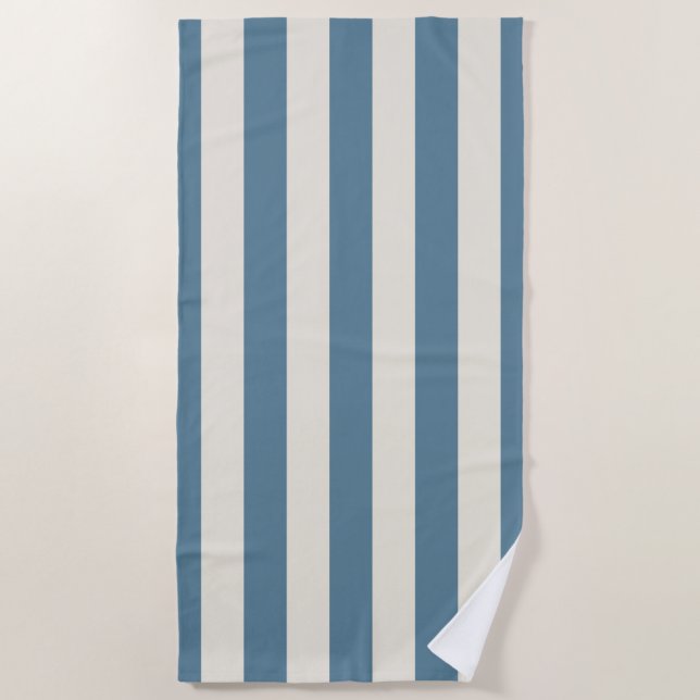 Serviette De Plage Rayures verticales bleues et crème (Devant)