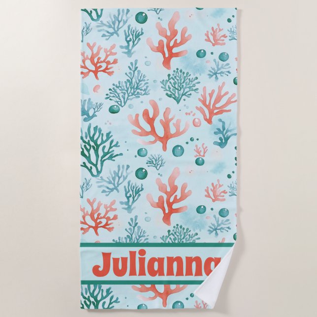 Serviette De Plage Récif de corail sous-marin vibrant  (Devant)