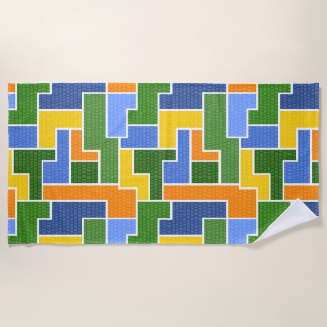 Serviette De Plage rectangles colorés (Devant)