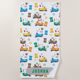 Serviette De Plage Recyclage coloré personnalisé Camions-poubelles et