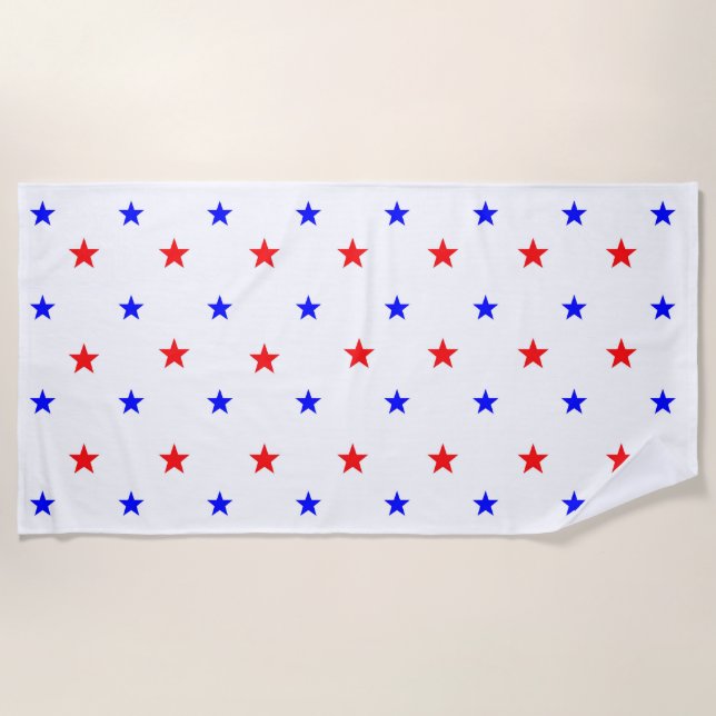 Serviette De Plage Red and Blue Stars - Starry Sky Motif (Devant)
