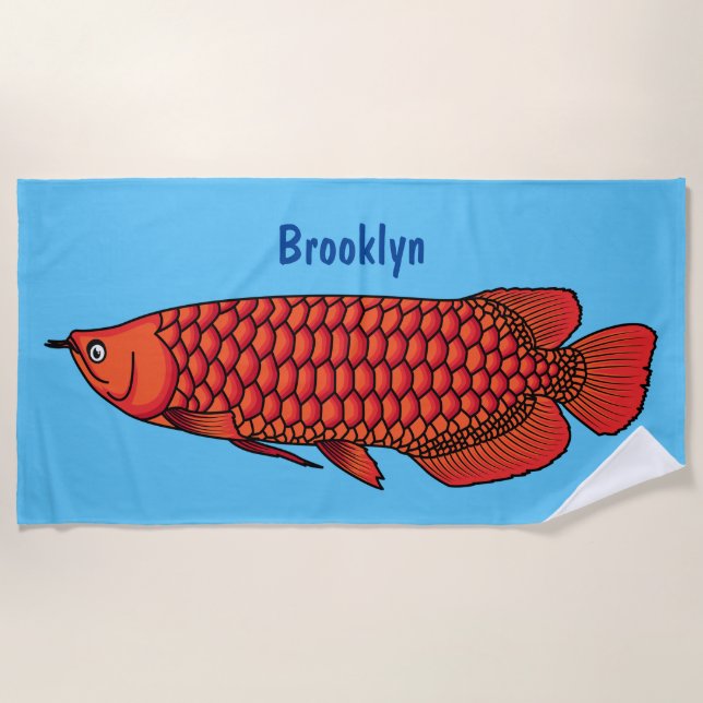 Serviette De Plage Red Arowana fish cartoon (Devant)