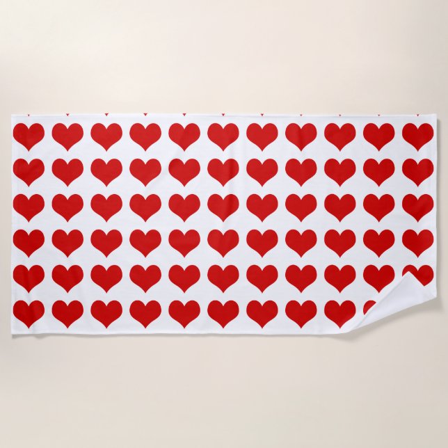 Serviette de plage Red Hearts (Devant)