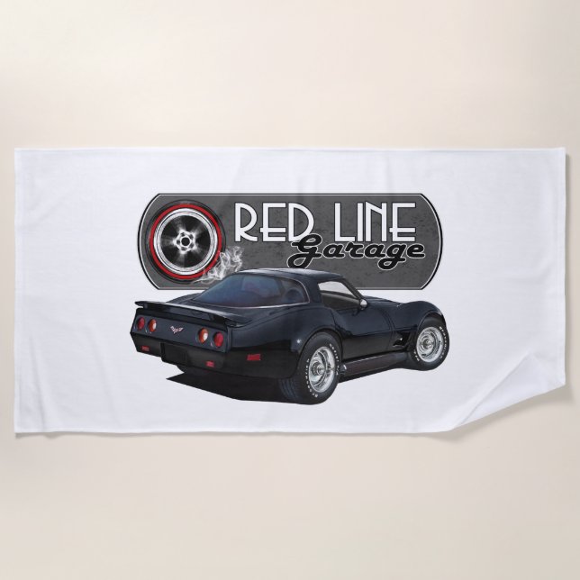Serviette De Plage Redline Garage noir Vette (Devant)