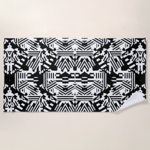 Serviette De Plage Réflexions Abstraites : Lignes, Cubes et Monochrom
