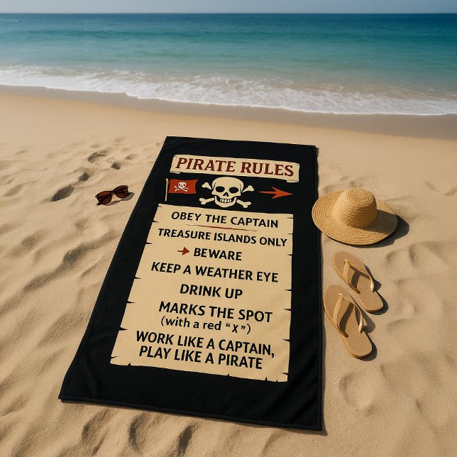 Serviette De Plage Règles de pirate en noir et gras (Créateur téléchargé)