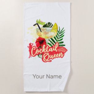 Serviette De Plage Reine de Cocktail Vintage Poule Fête de Fiançaille