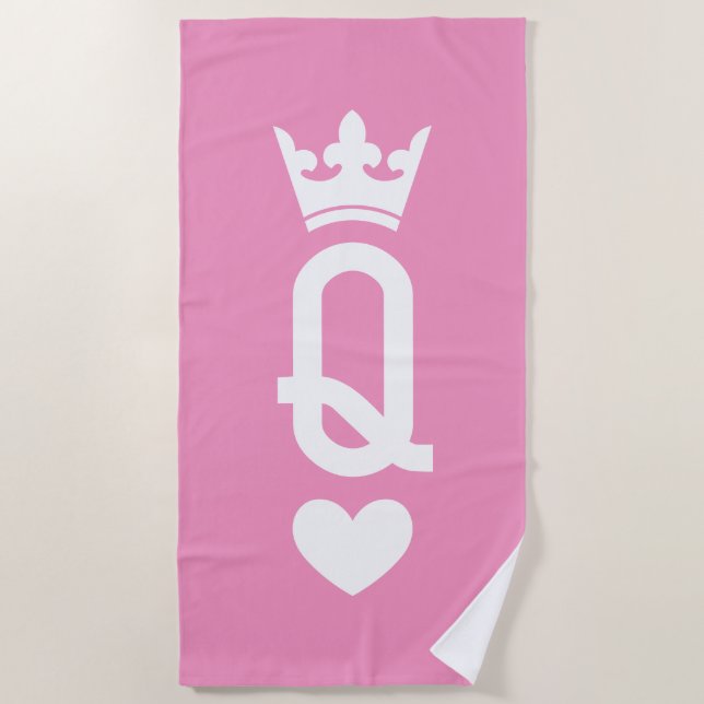 Serviette De Plage Reine des cartes (Devant)