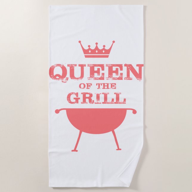 Serviette De Plage Reine Du Grill, Rose (Devant)