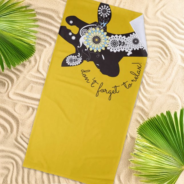 Serviette De Plage Relax - Girafe drôle funky jaune (Créateur téléchargé)