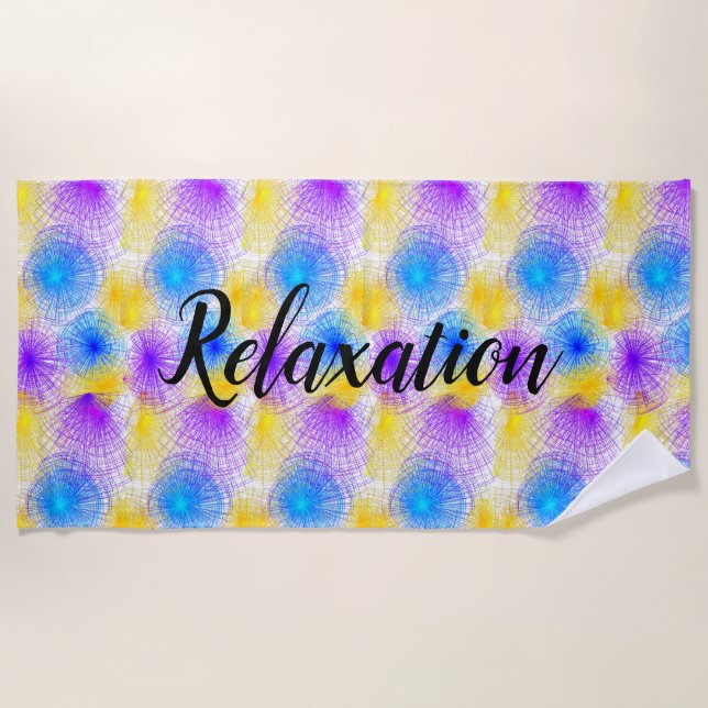 Serviette de plage relaxante à cercles spirales co (Devant)