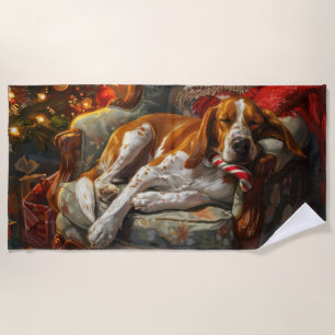 Serviette De Plage Renard américain Chien Foxhound Noël Fête