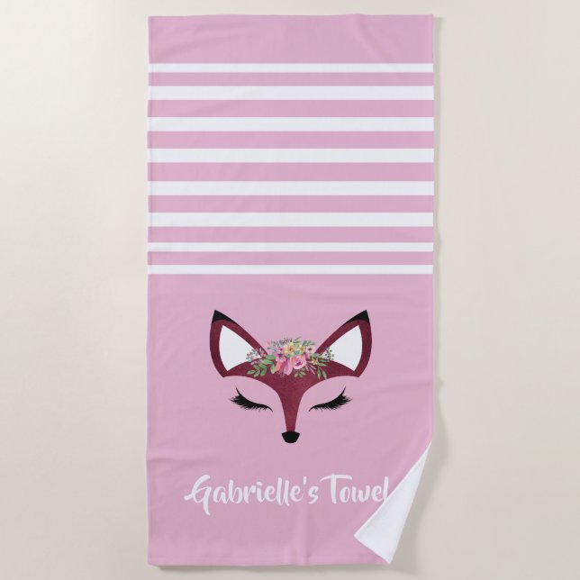 Serviette De Plage Renard girly mignon (Devant)